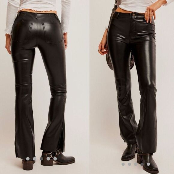 FREE PEOPLE | Level Up Vegan Slit Bootcut Pants | 29 | we the free | black pleat - Picture 2 of 14